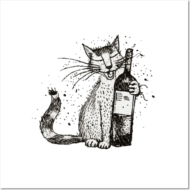 Alcohol Cat Wall Art by Salogwyn